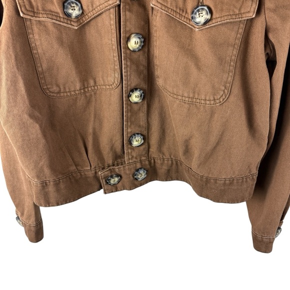 Free People brown Slouchy Denim Canvas crop jacket - Picture 7 of 10